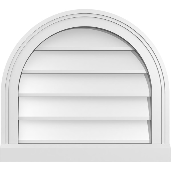 Ekena Millwork Round Top Surface Mount PVC Gable Vent w/ 2"W x 2"P Brickmould Sill Frame, 20"W x 18"H GVPRT20X1803SN - main
